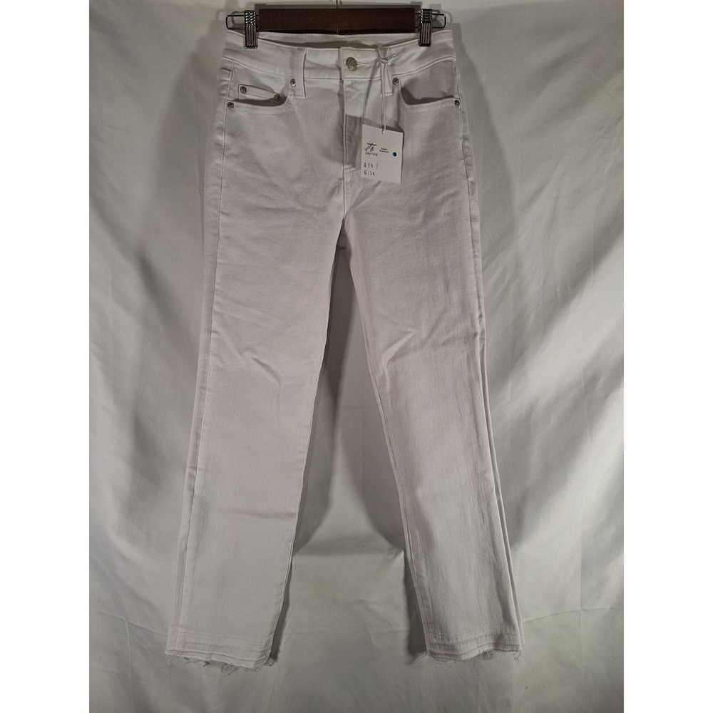 Pistola Jeans Womens Size 26 White Denim Raw Hem Cropped Straight Leg‎